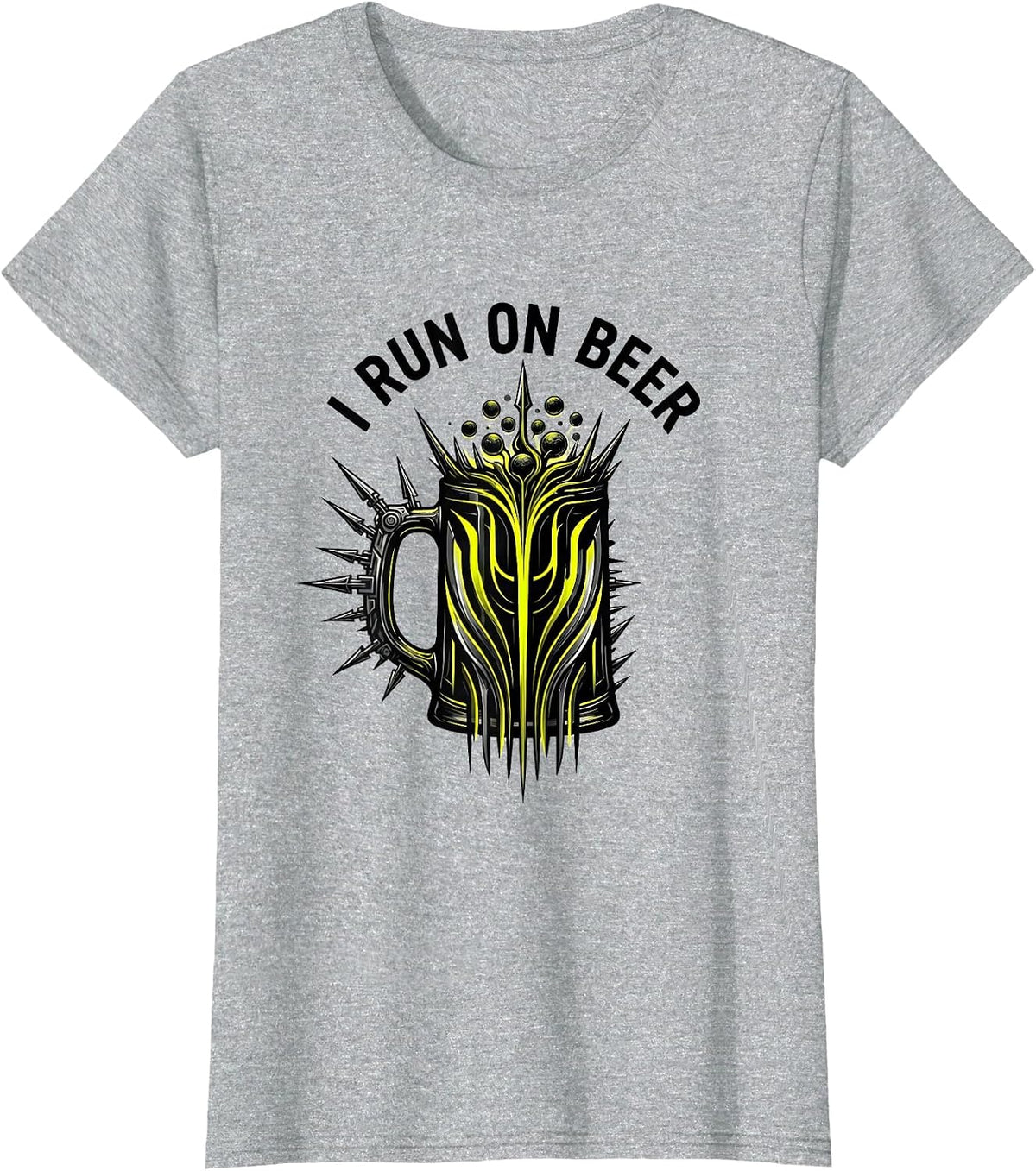 I Run On Beer Funny Drinking Design T-Shirt - Heather Grey