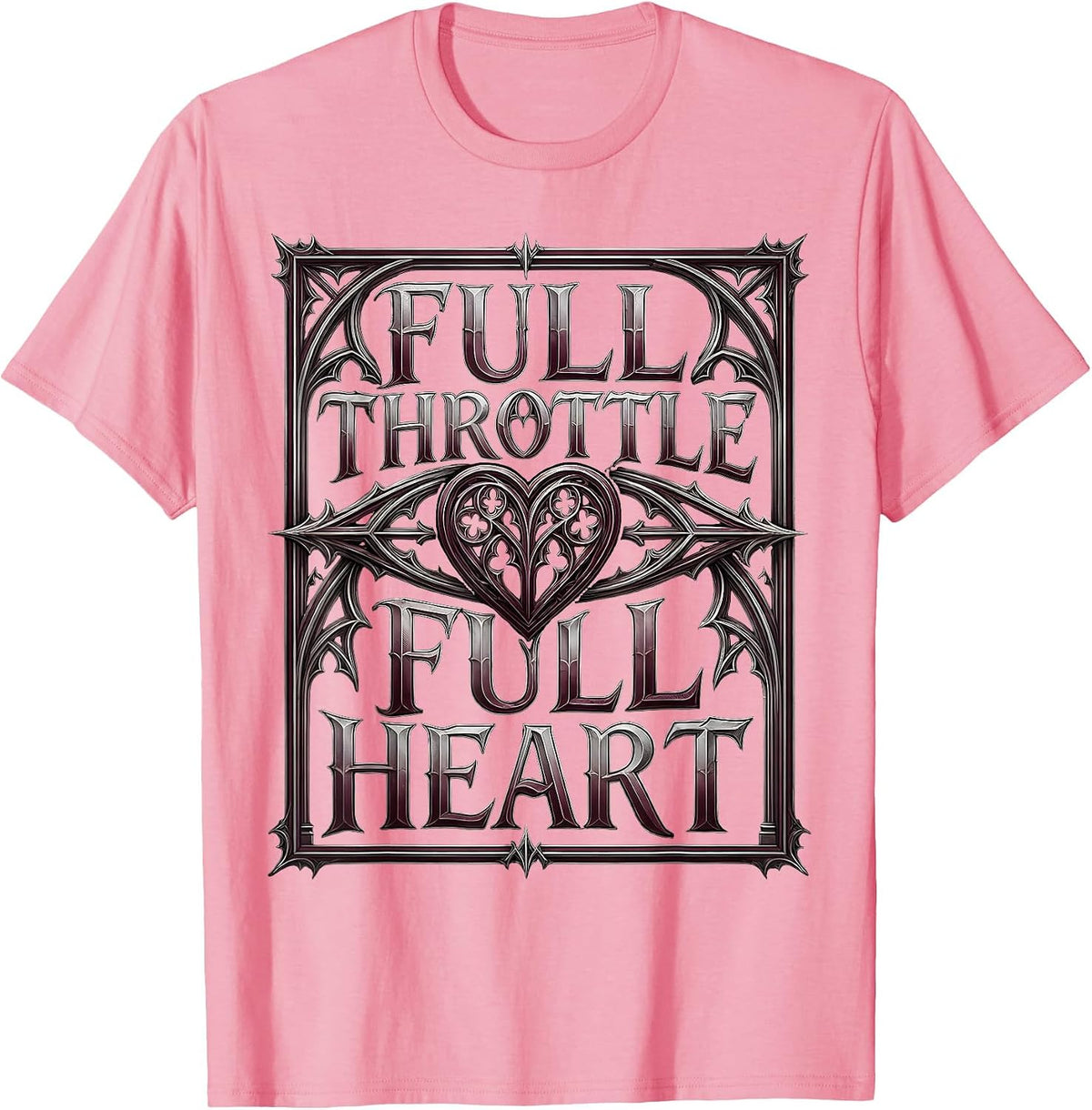 Men's Full Throttle Full Heart Motorcycle Design T-Shirt - Pink