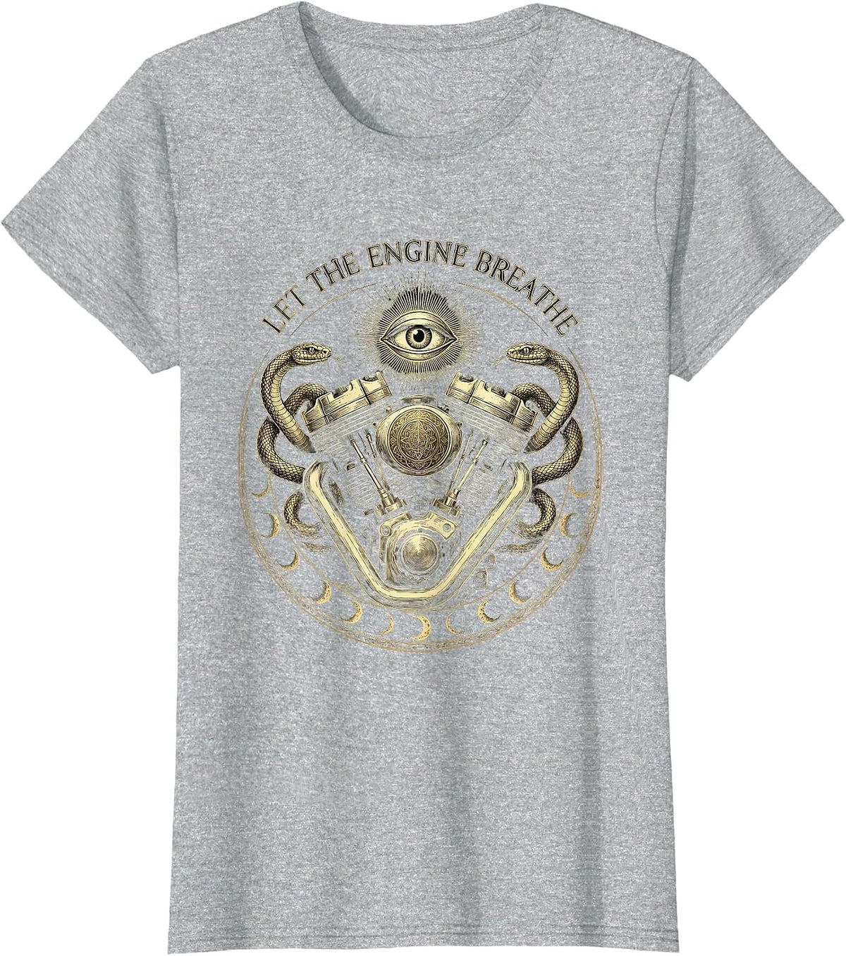Let The Engine Breathe Motorcycle Design T-Shirt - Heather Grey