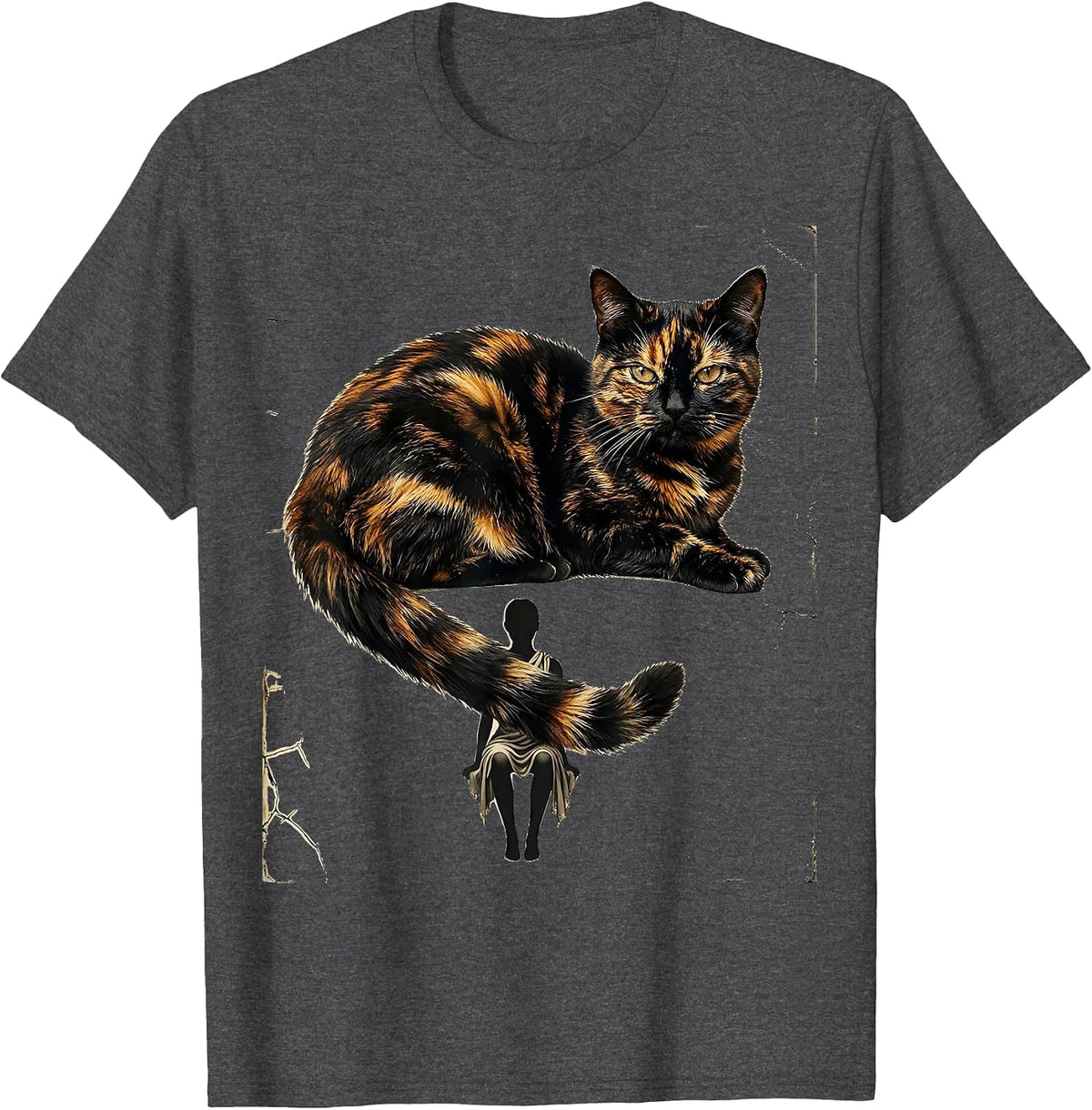 Tortoiseshell Cat Tortie Cat Lover Distressed T-Shirt - Dark Heather Grey