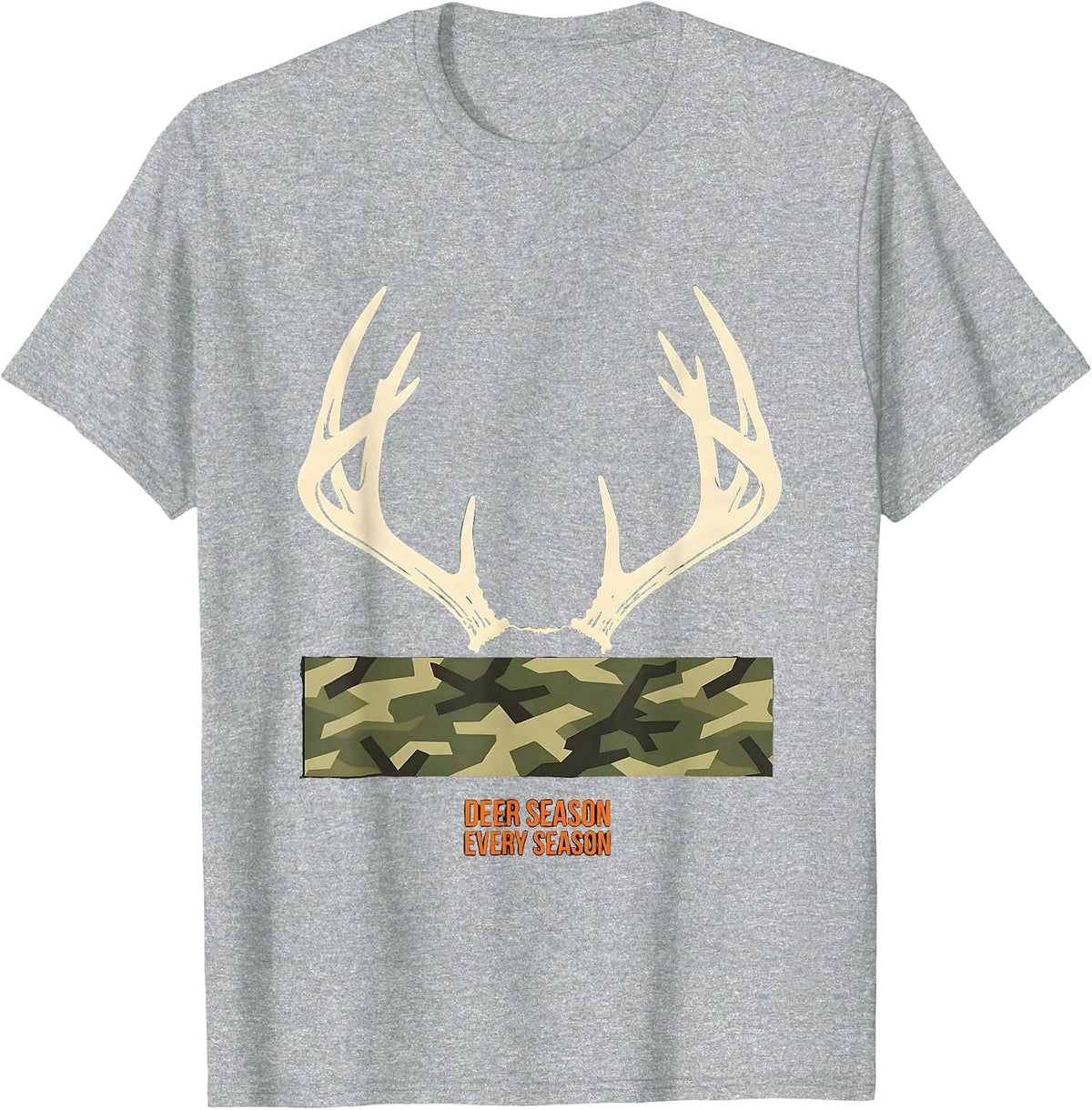 Men's Deer Season Every Season Stencil Graphic Camo Dad Humor T-Shirt - Heather Grey