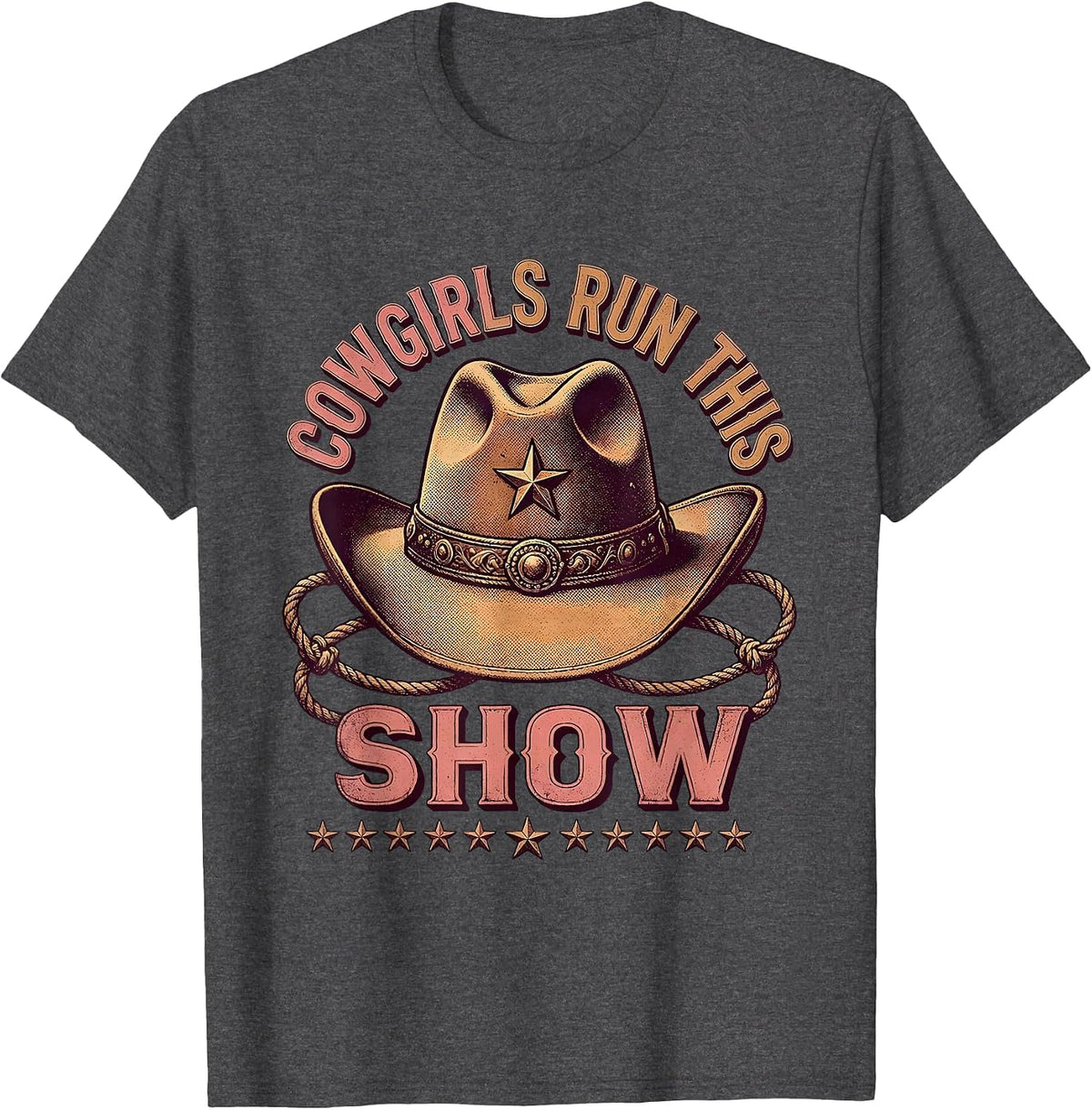 Men's Cowgirls Run This Show Rodeo Graphic Design T-Shirt - Dark Heather Grey