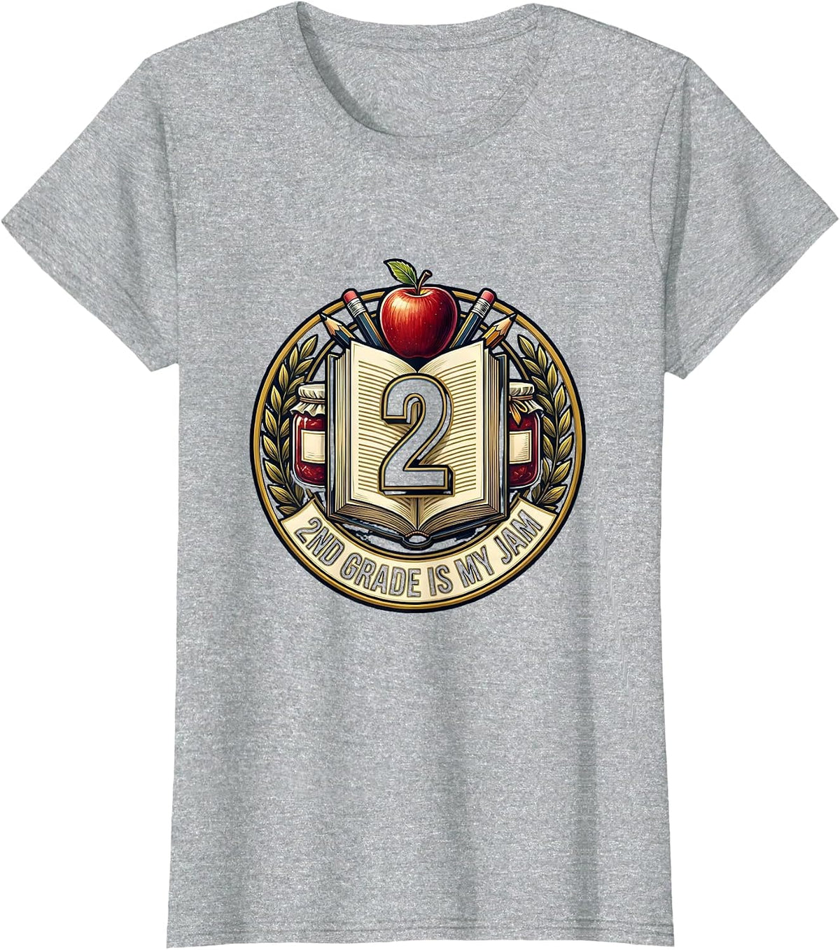 Women's 2nd Grade Is My Jam Teacher Design T-Shirt - Heather Grey