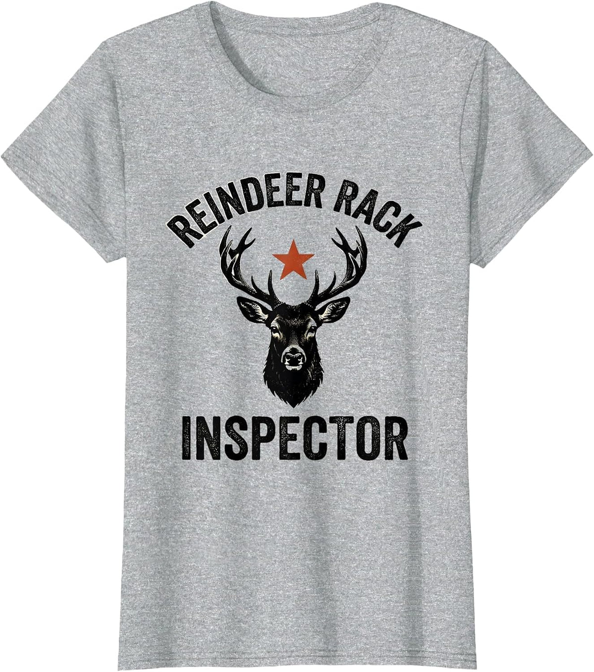 Reindeer Rack Inspector Funny Christmas Deer Hunter Hunting T-Shirt - Heather Grey