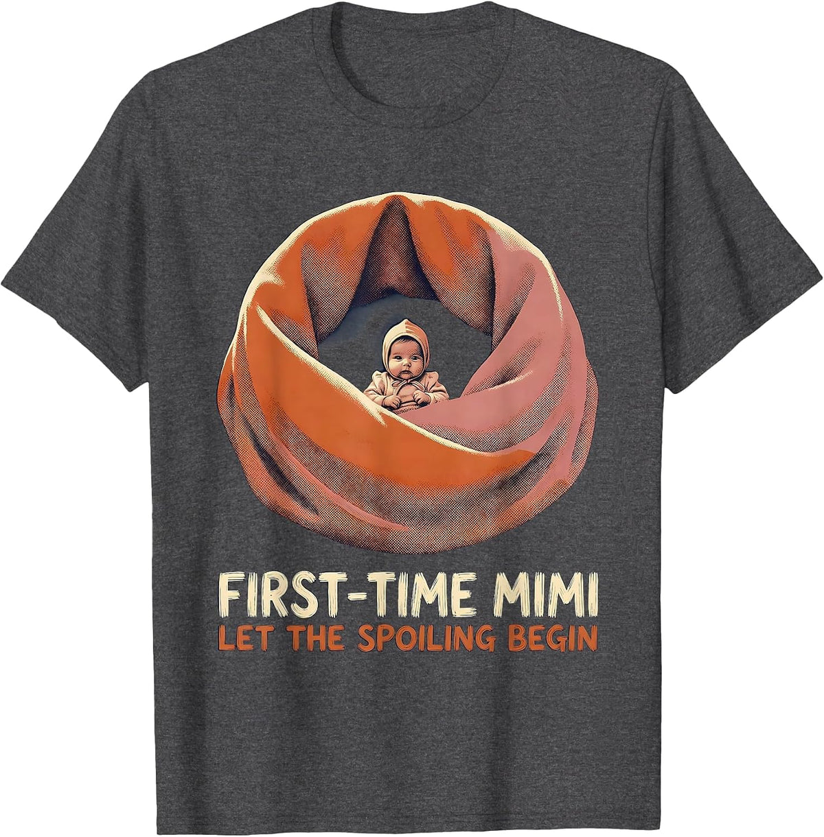 First-Time Mimi Let The Spoiling Begin New Grandparent Gift T-Shirt - Dark Heather Grey