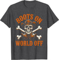 Men's Boots On World Off Cowgirl Design T-Shirt - Dark Heather Grey
