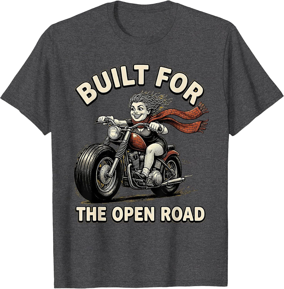Built for the Open Road Motorcycle Design T-Shirt - Dark Heather Grey