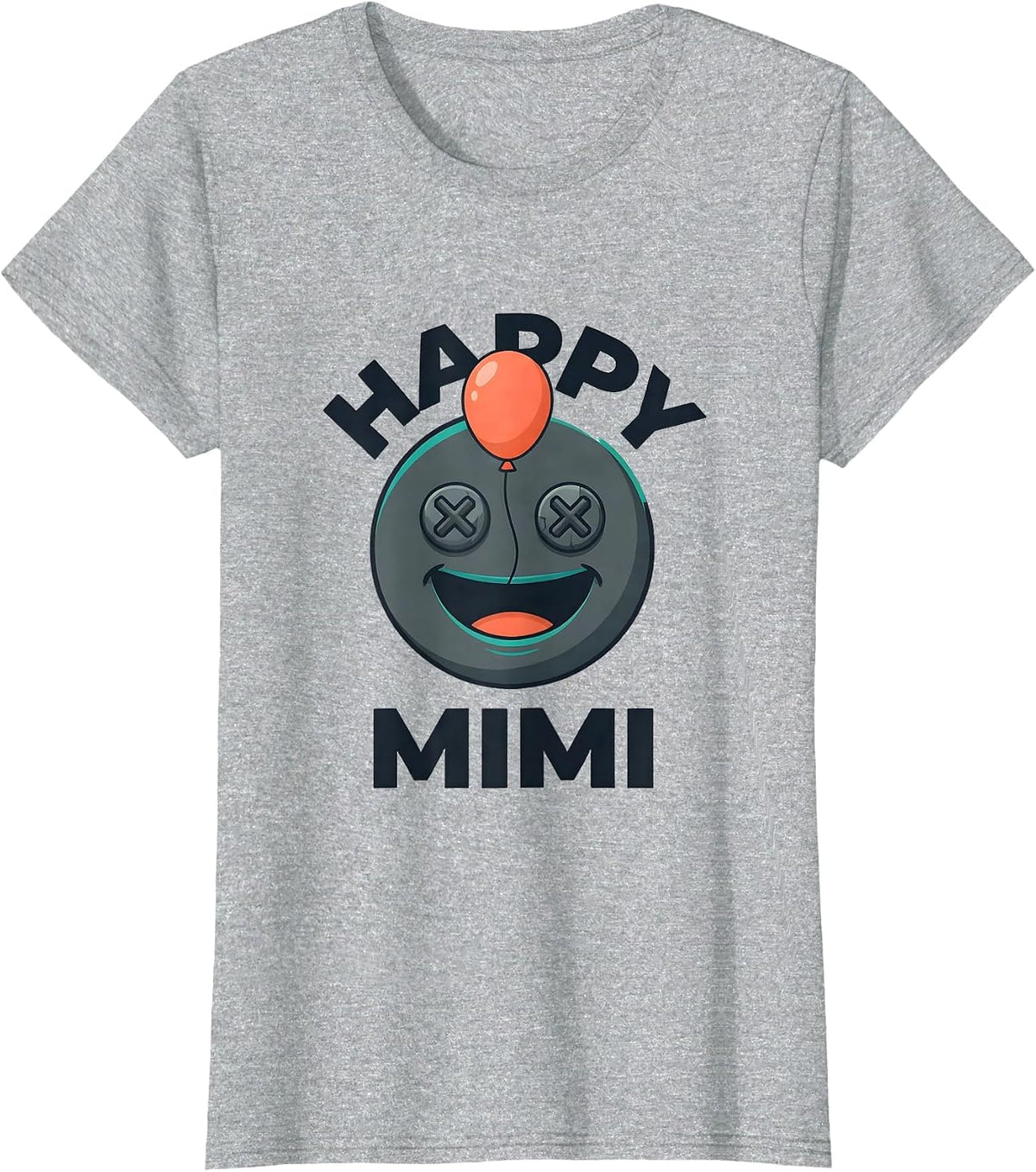 Happy Mimi Flat Vector First Birthday Family Matching Theme T-Shirt - Heather Grey