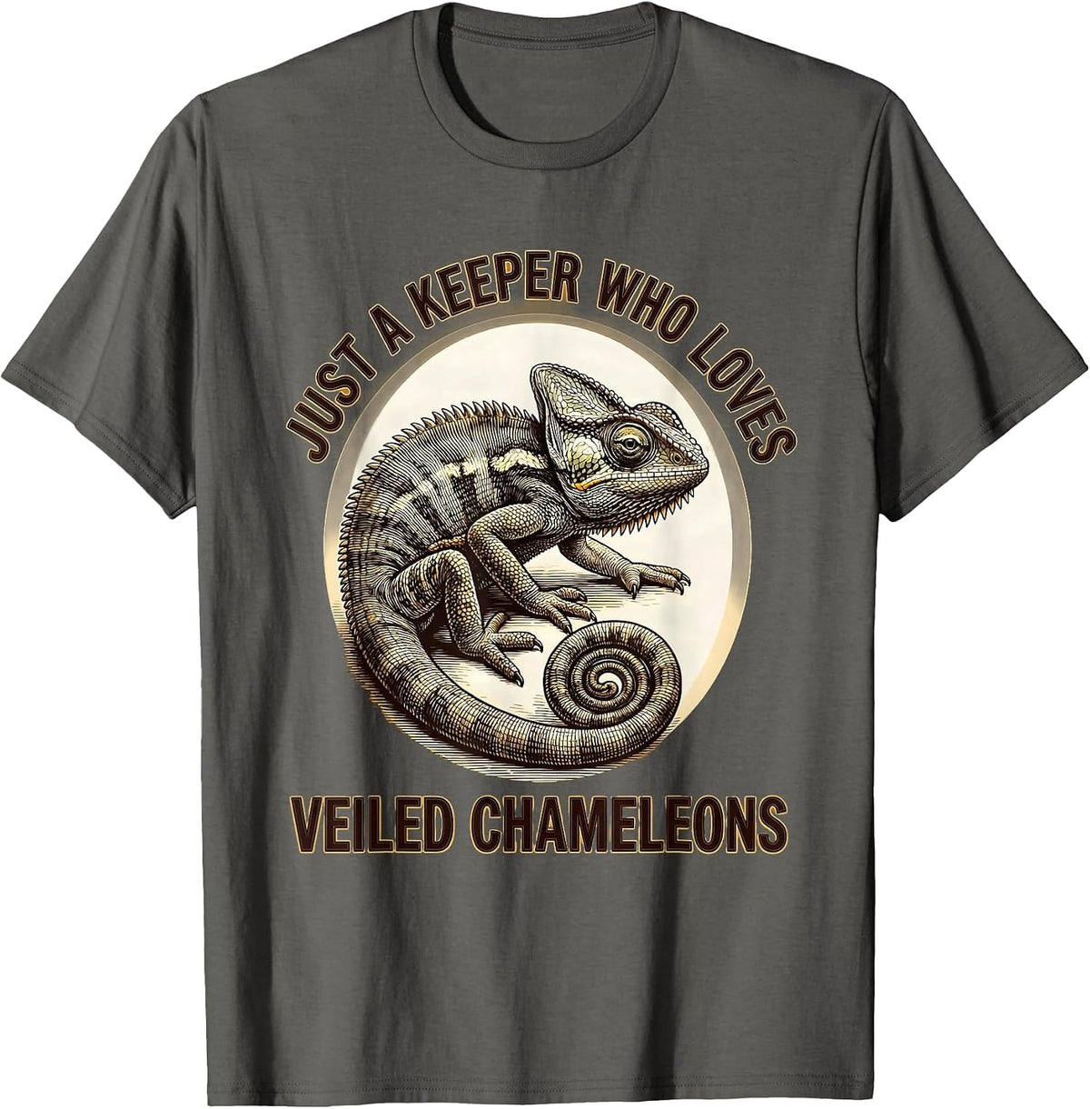Just A Keeper Who Loves Veiled Chameleons Reptile Humor T-Shirt - Asphalt Grey