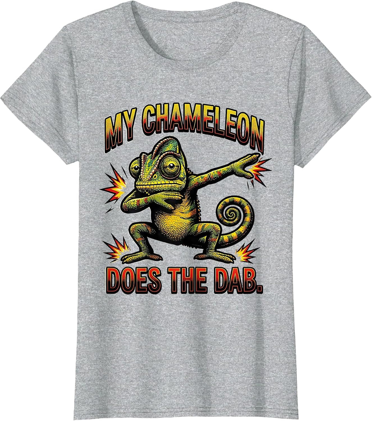 My Chameleon Does The Dab Funny Comic Book Novelty Youth T-Shirt - Heather Grey