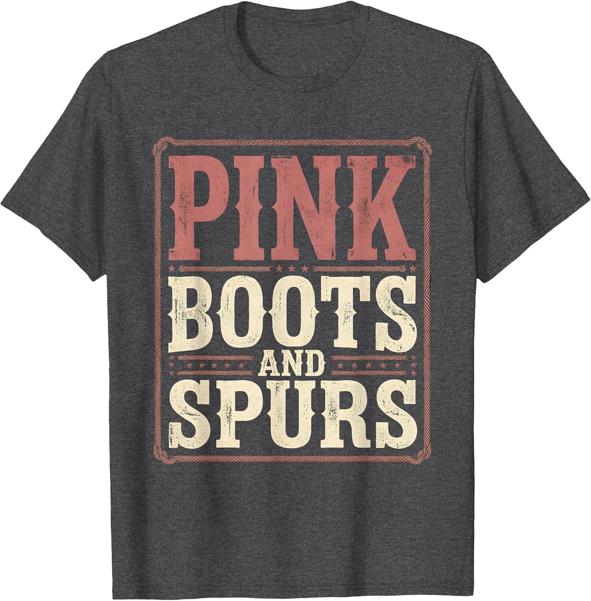 Pink Boots and Spurs Cowgirl Design T-Shirt - Dark Heather Grey
