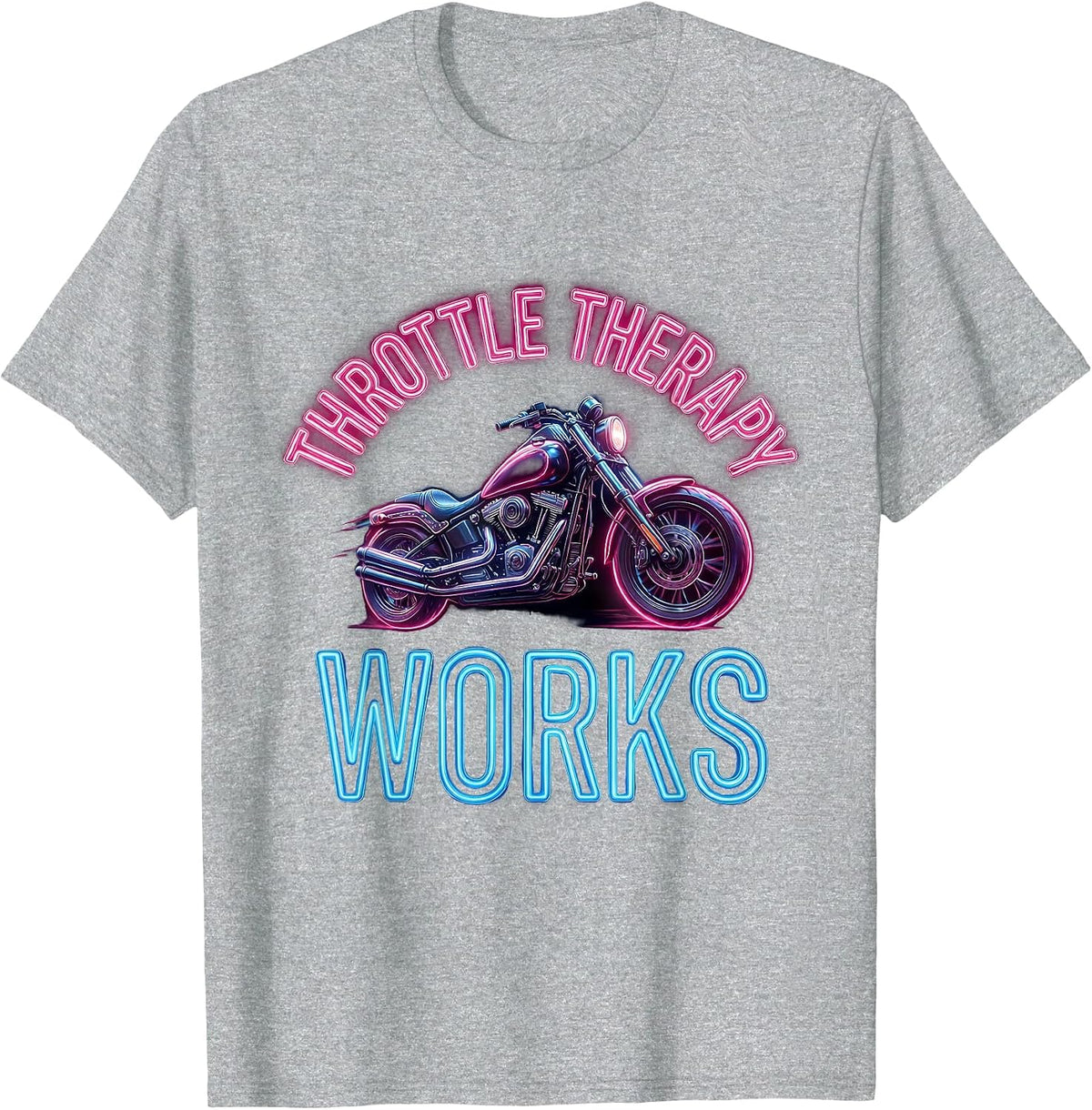 Men's Throttle Therapy Works Motorcycle Design T-Shirt - Heather Grey