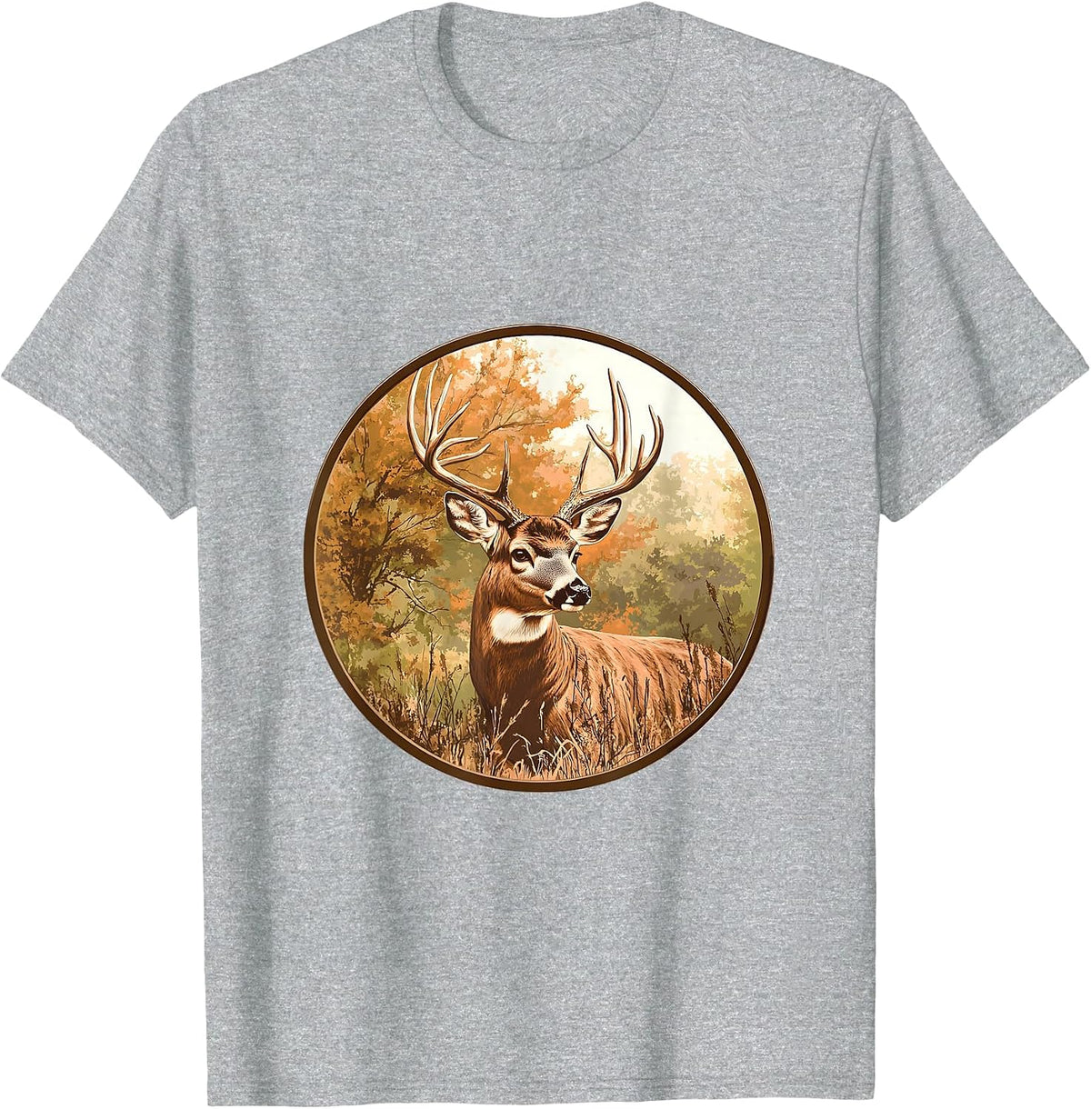 Vintage Whitetail Buck Deer Retro Graphic Design for Hunters T-Shirt - Heather Grey