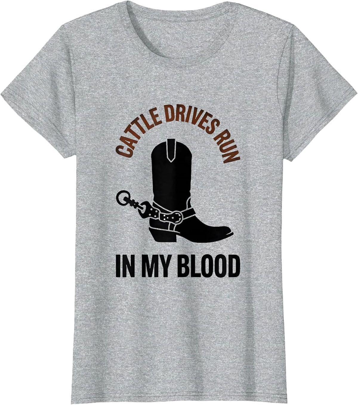 Cattle Drives Run In My Blood Minimalist Black Cowboy Pride T-Shirt - Heather Grey