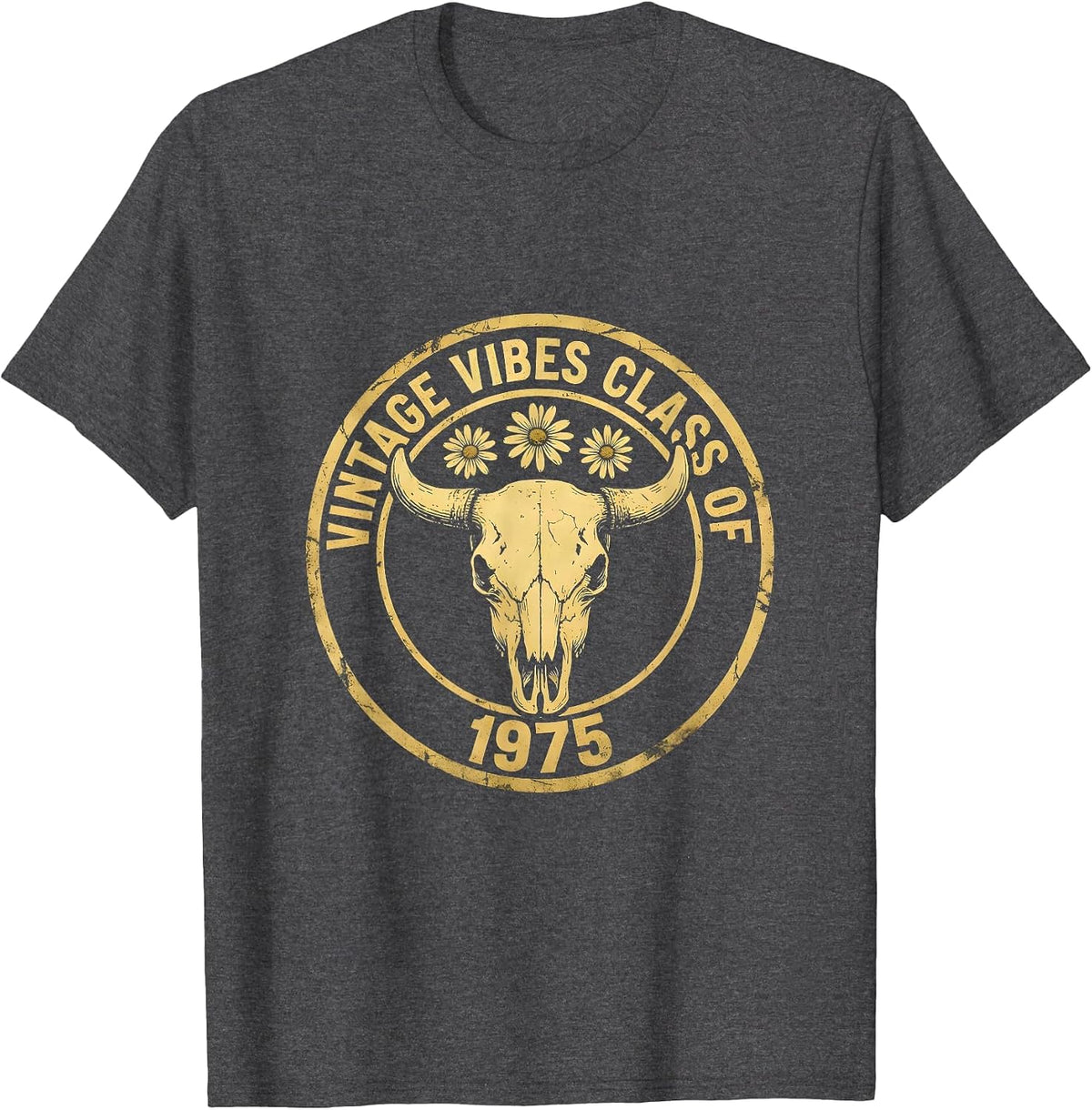 Men's Vintage Vibes Class of 1975 Retro Design T-Shirt - Dark Heather Grey