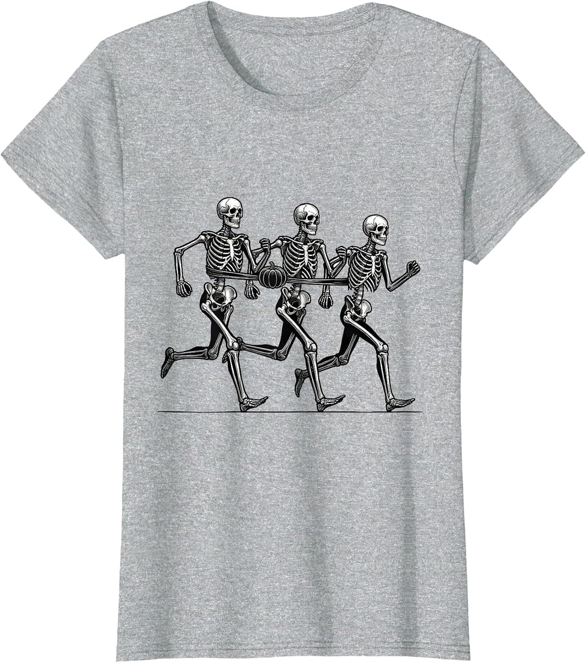 Skeleton Runners Halloween 5K Race Matching Fun Run T-Shirt - Heather Grey