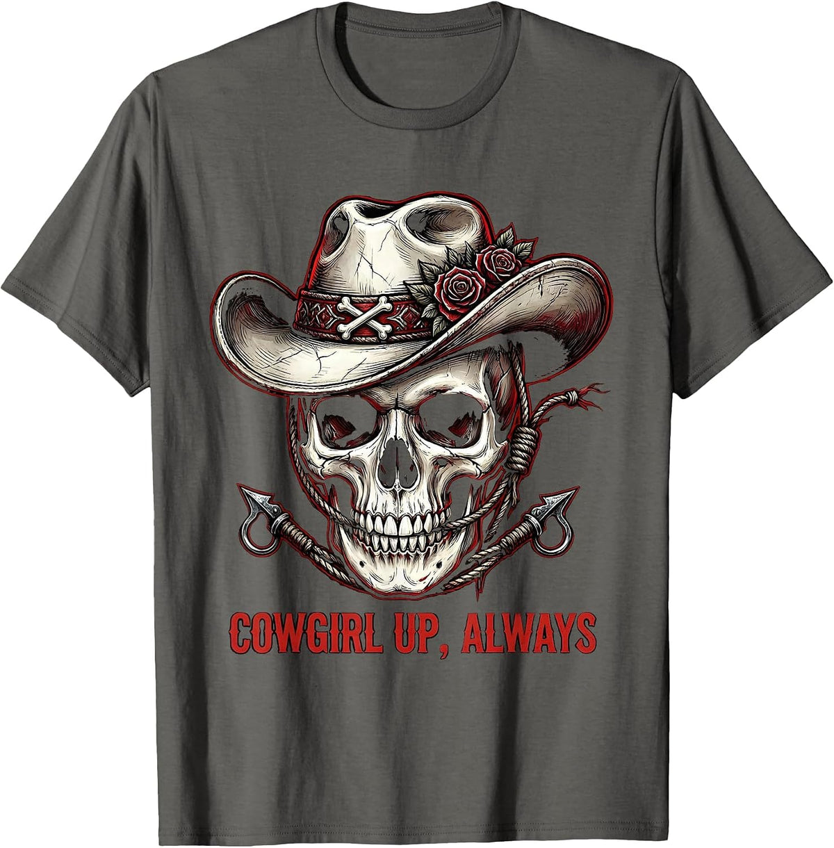 Men's Cowgirl Up Always Western Spirit Design T-Shirt - Asphalt Grey
