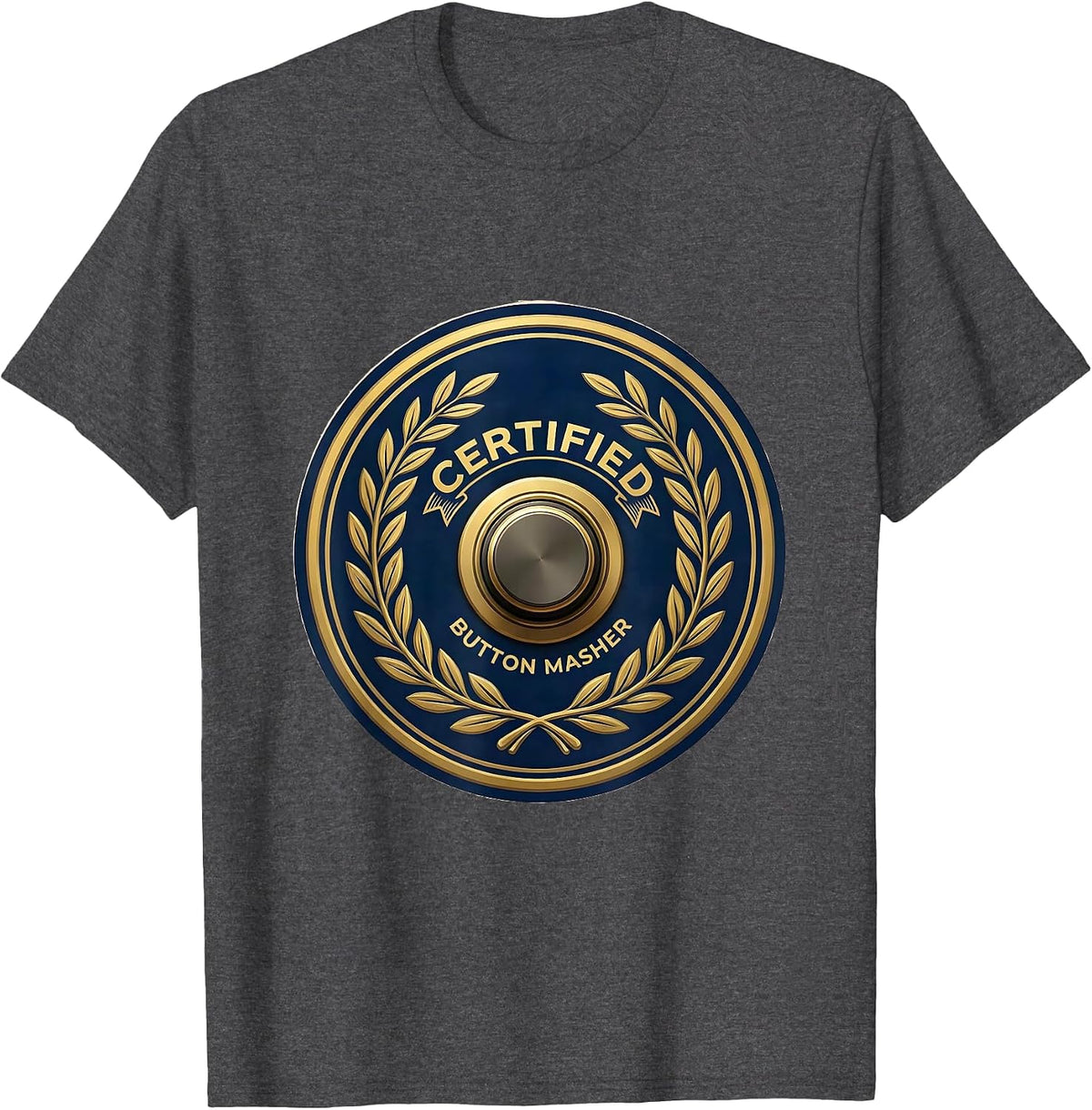 Men's Certified Button Masher Funny Speech Therapy AAC Awareness T-Shirt - Dark Heather Grey