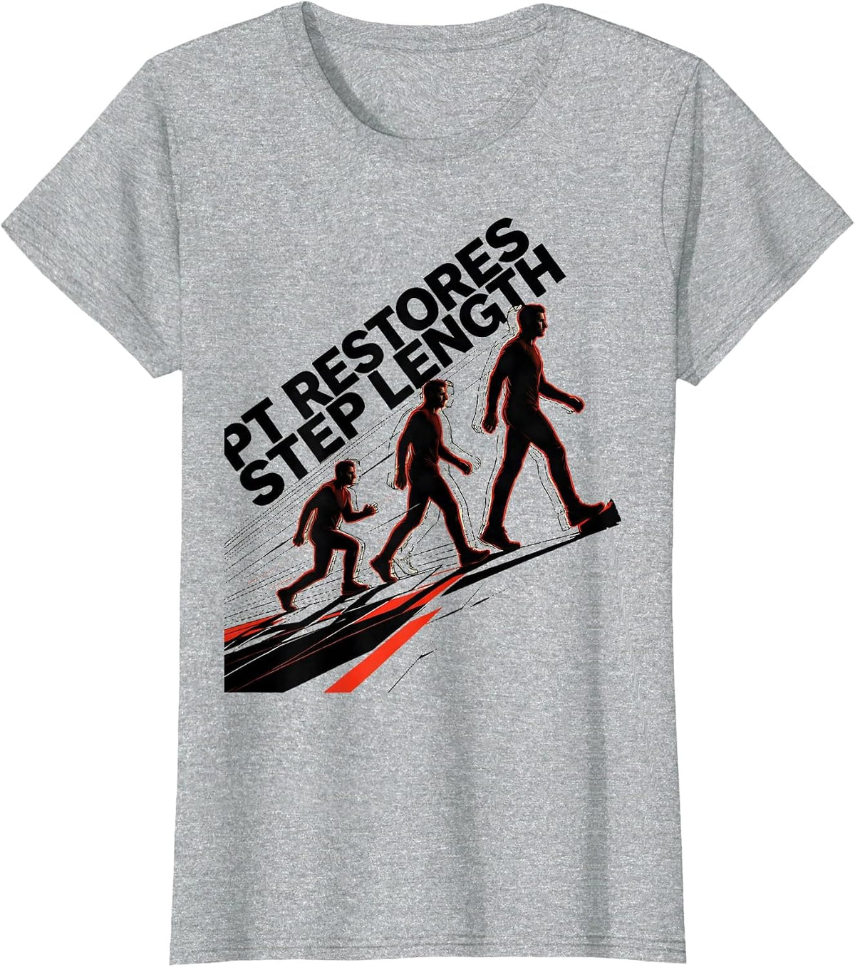 PT Restores Step Length Futurist Dynamism Physical Therapist T-Shirt - Heather Grey