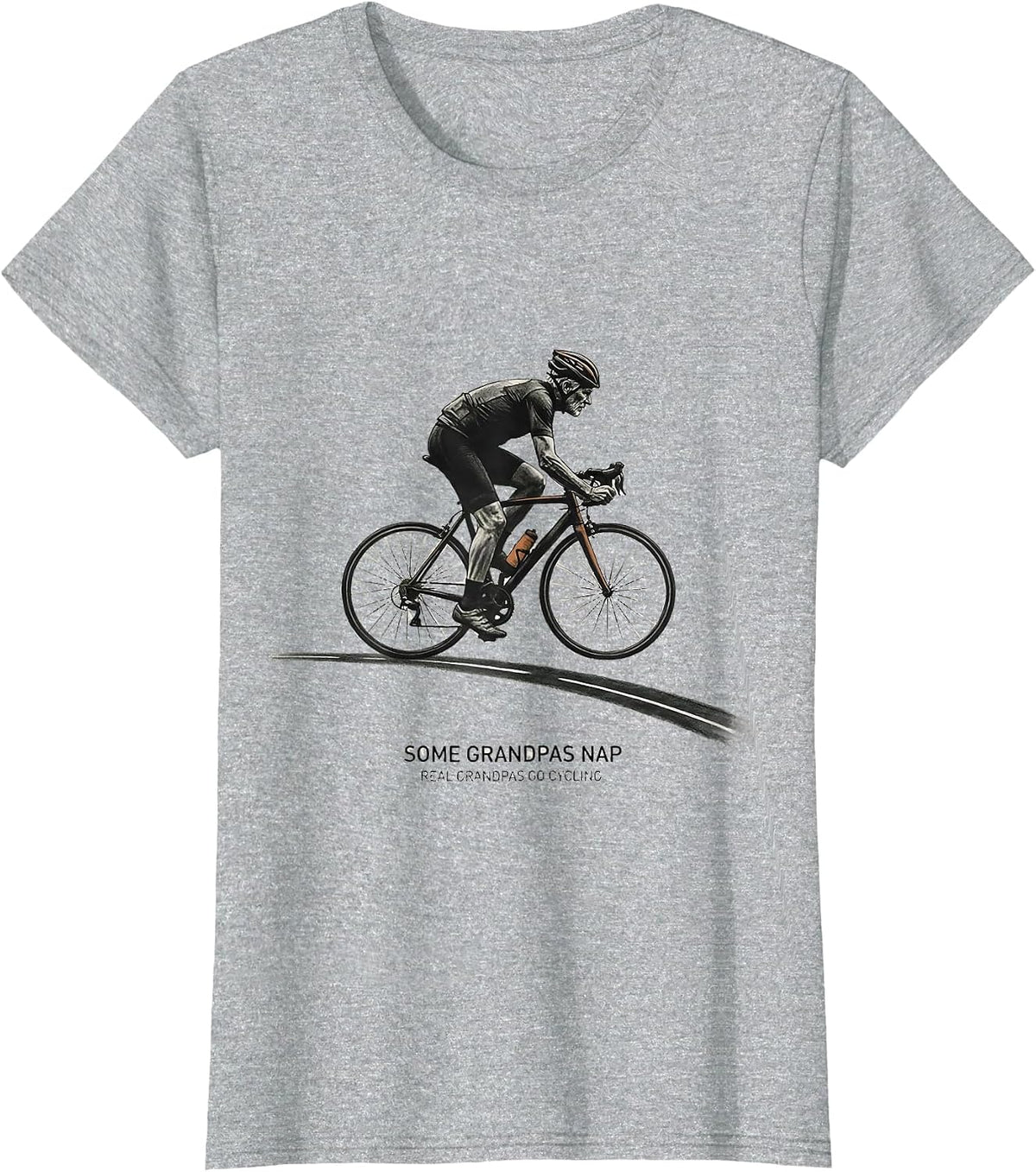 Some Grandpas Nap Real Grandpas Go Cycling Funny T-Shirt - Heather Grey