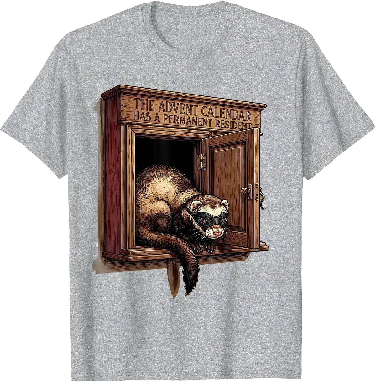 Men's The Advent Calendar Has A Permanent Resident Funny Ferret T-Shirt - Heather Grey
