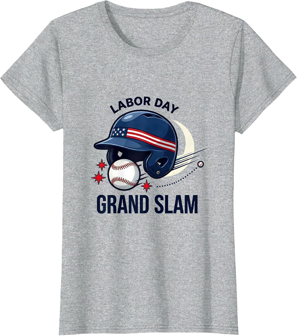 Women's LABOR DAY GRAND SLAM Funny Baseball Player Fourth of July T-Shirt - Heather Grey
