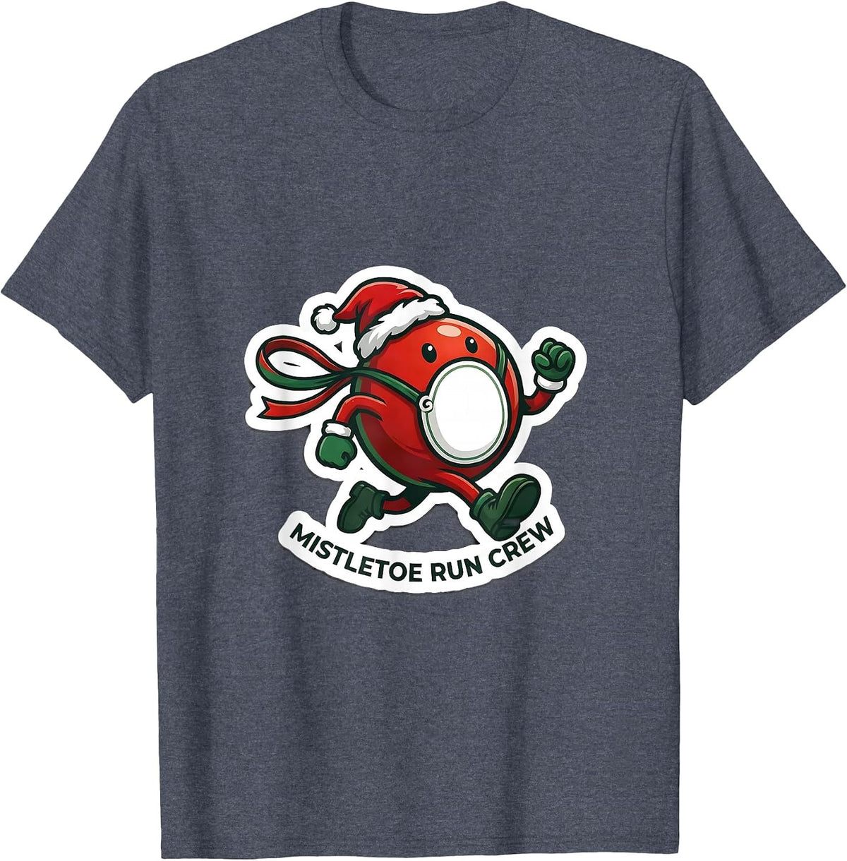 Mistletoe Run Crew Funny Christmas 5k Run Runner Squad Gift T-Shirt - Heather Blue