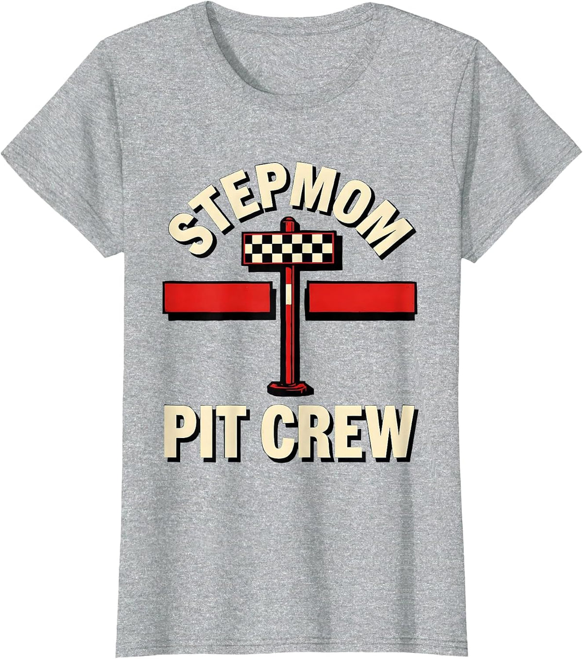 Women's Stepmom Pit Crew Race Car Birthday Family Matching Party T-Shirt - Heather Grey