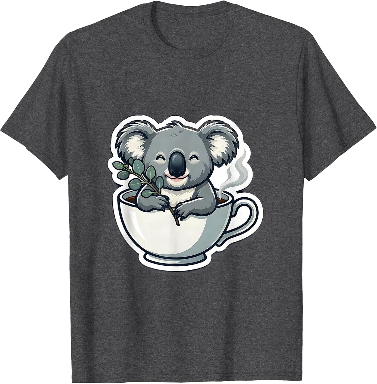 Koala On Teacup Cute Animal Lover Gift T-Shirt - Dark Heather Grey