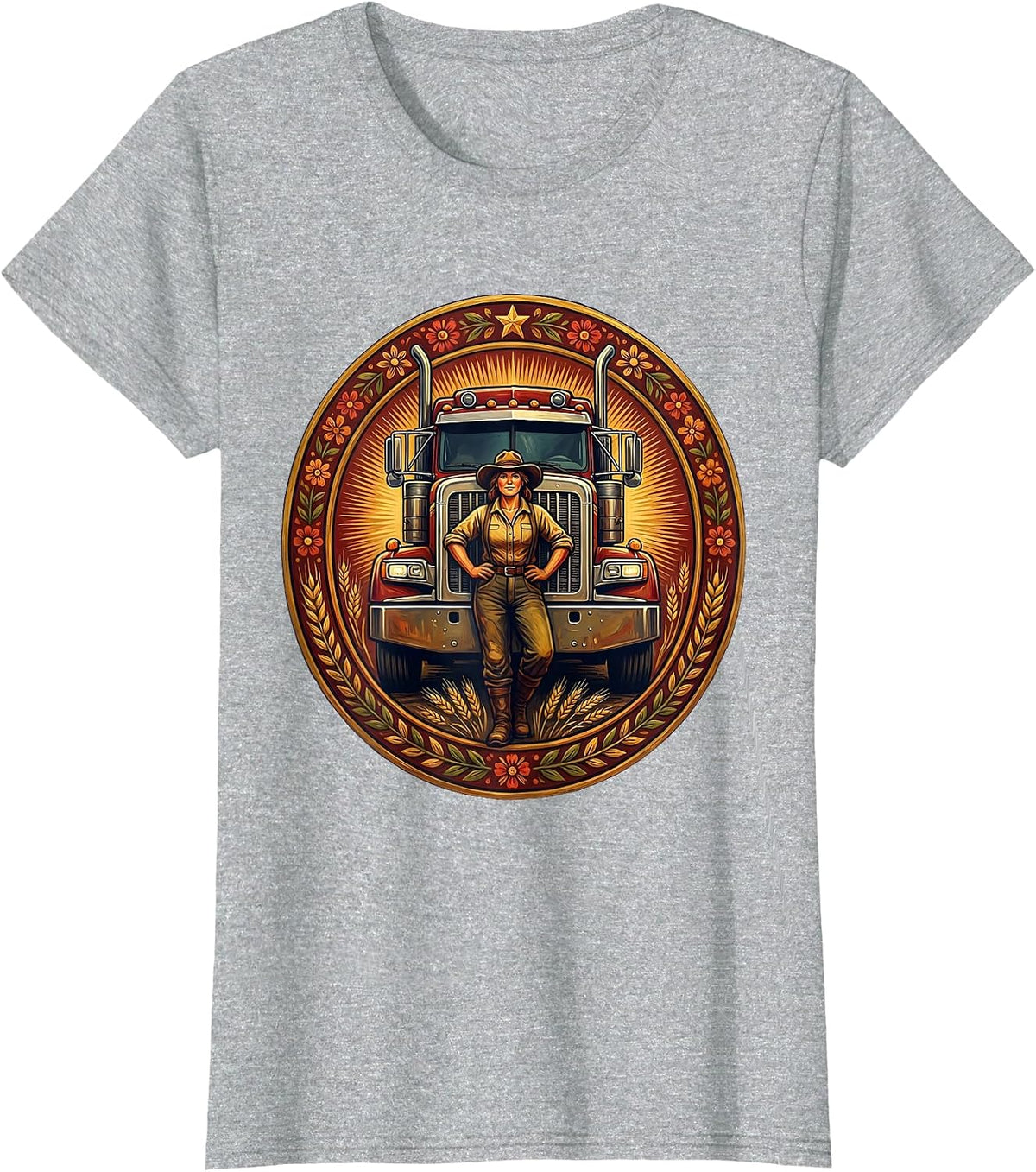 Labor Day Truck Driver Big Rig Illustration T-Shirt - Heather Grey