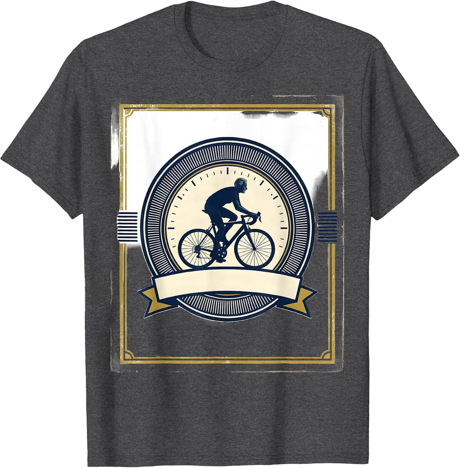 Men's Older Rider Cycling Emblem Deadpan Humor T-Shirt - Dark Heather Grey
