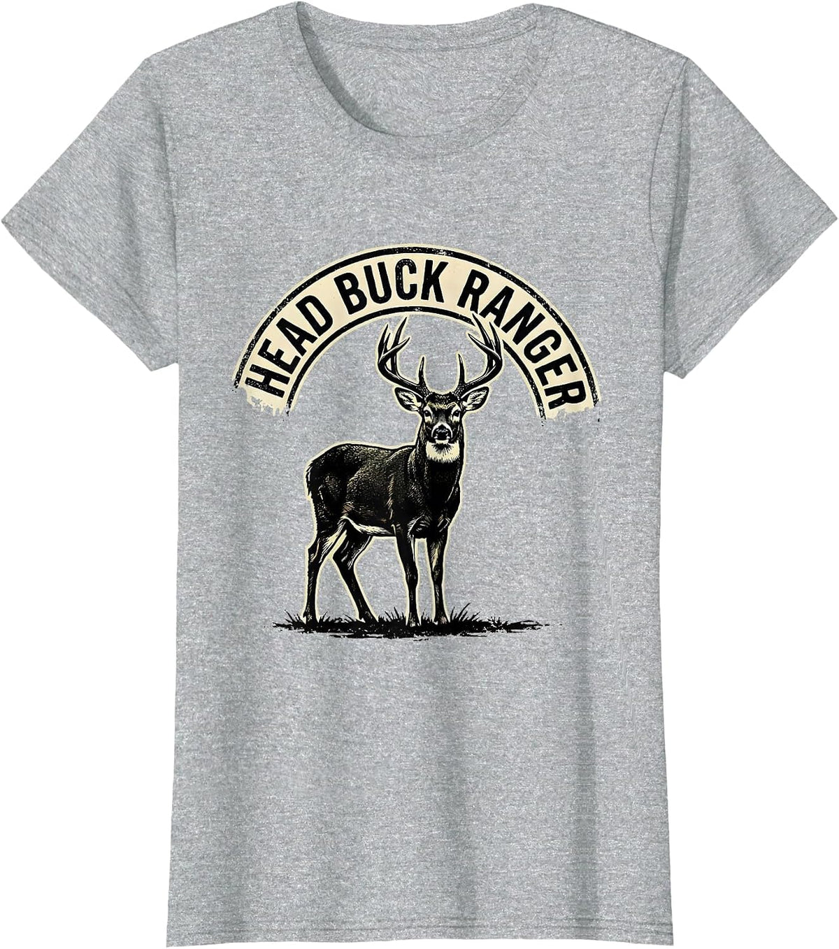 Head Buck Ranger Funny Deer Hunting Hunter Dad Gift T-Shirt - Heather Grey