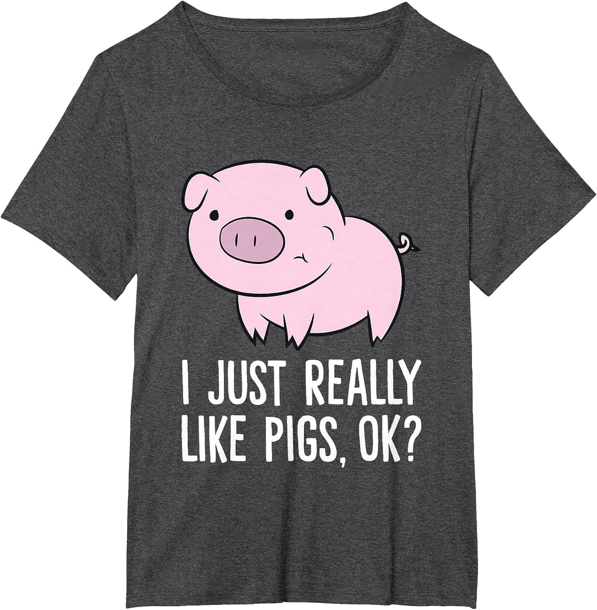 I Just Really Like Pigs, OK? Kids Boys Love Pigs T-Shirt - Dark Heather Grey