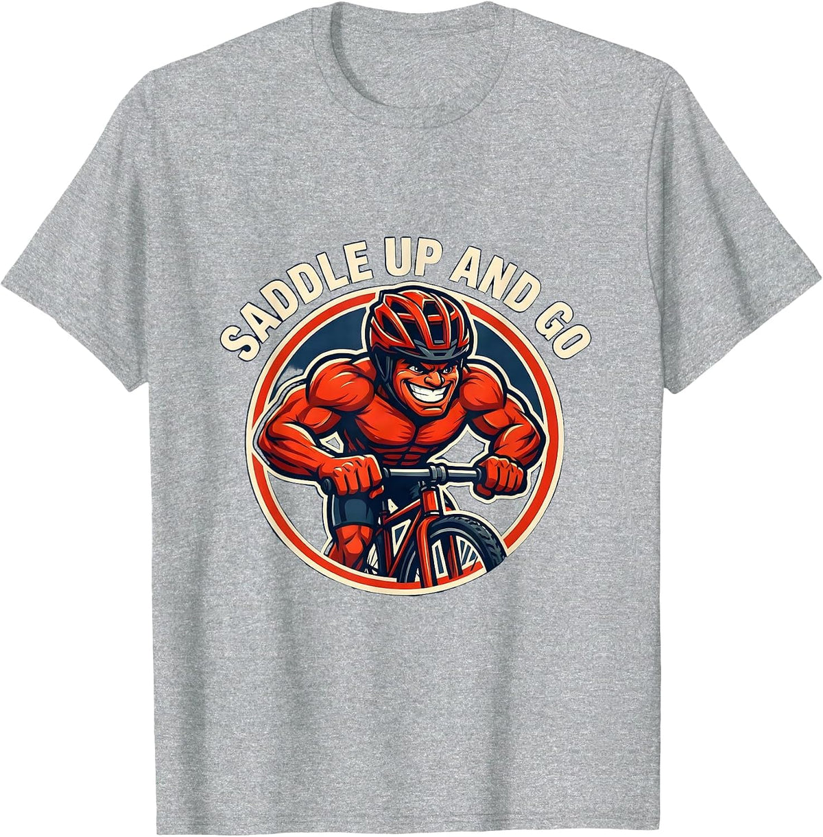 Men's Saddle Up and Go Cycling Graphic Design T-Shirt - Heather Grey