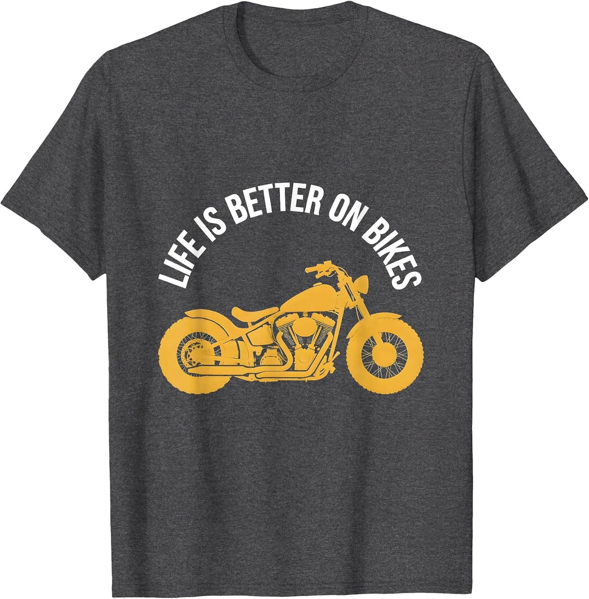 Men's Life Is Better On Bikes Motorcycle Design T-Shirt - Dark Heather Grey