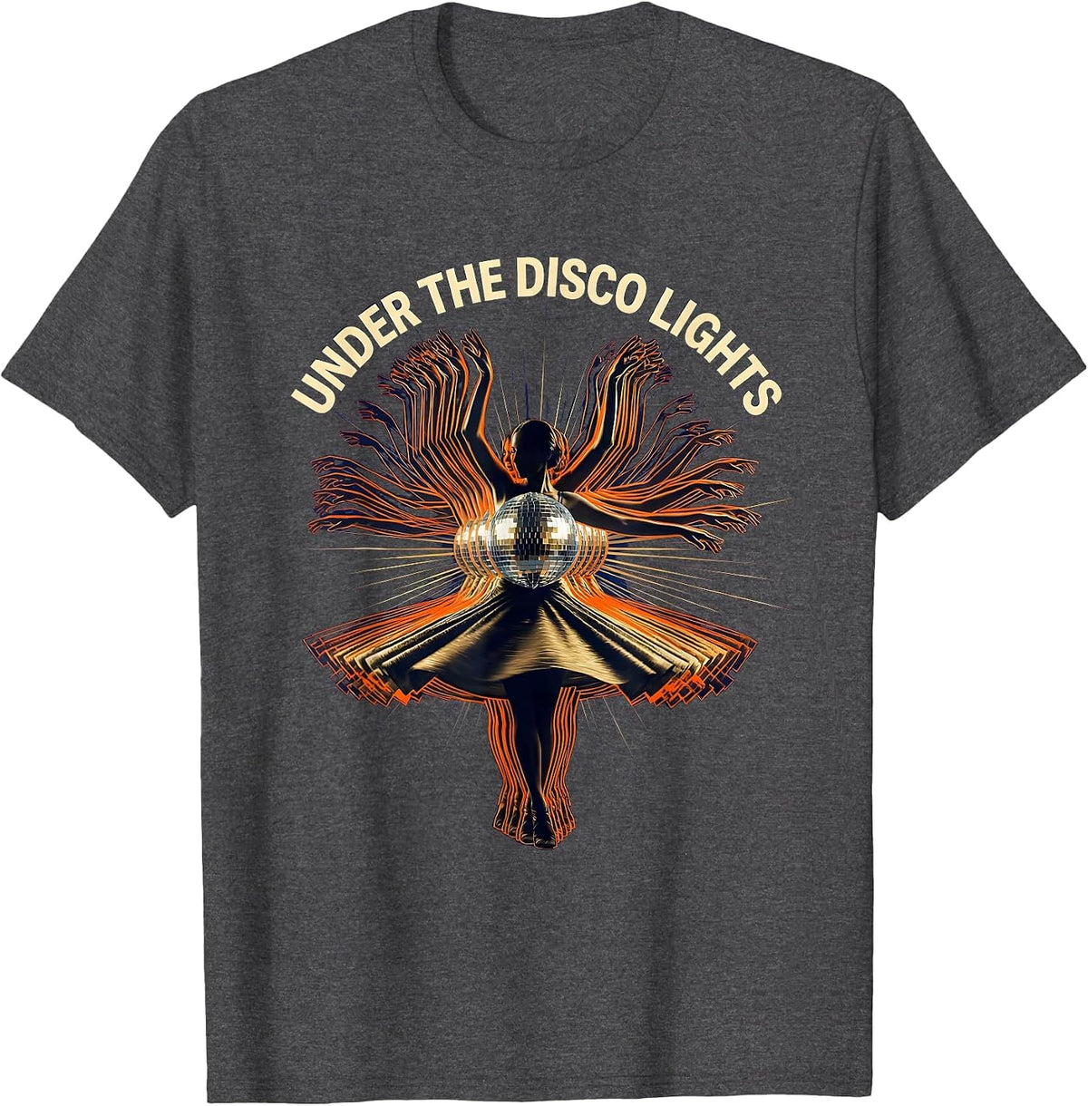 Under the Disco Lights Groovy Women Design T-Shirt - Dark Heather Grey