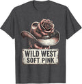 Men's Wild West Pink Cowgirl Graphic Design T-Shirt - Dark Heather Grey