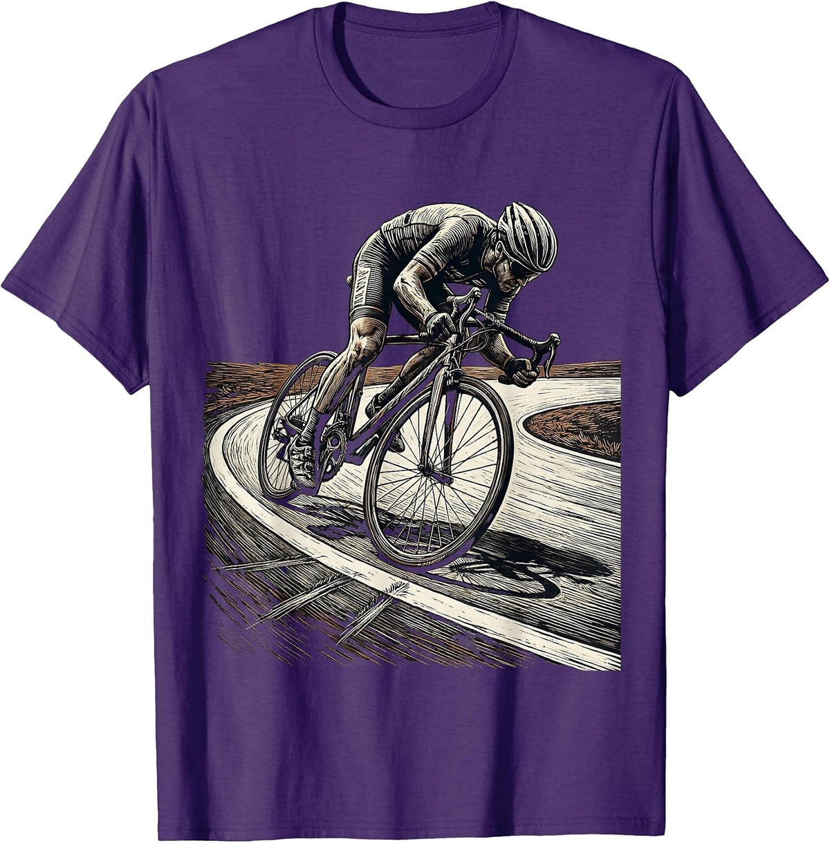 Old Guy Road Bike Switchback Lean Cycling Humor T-Shirt - Purple