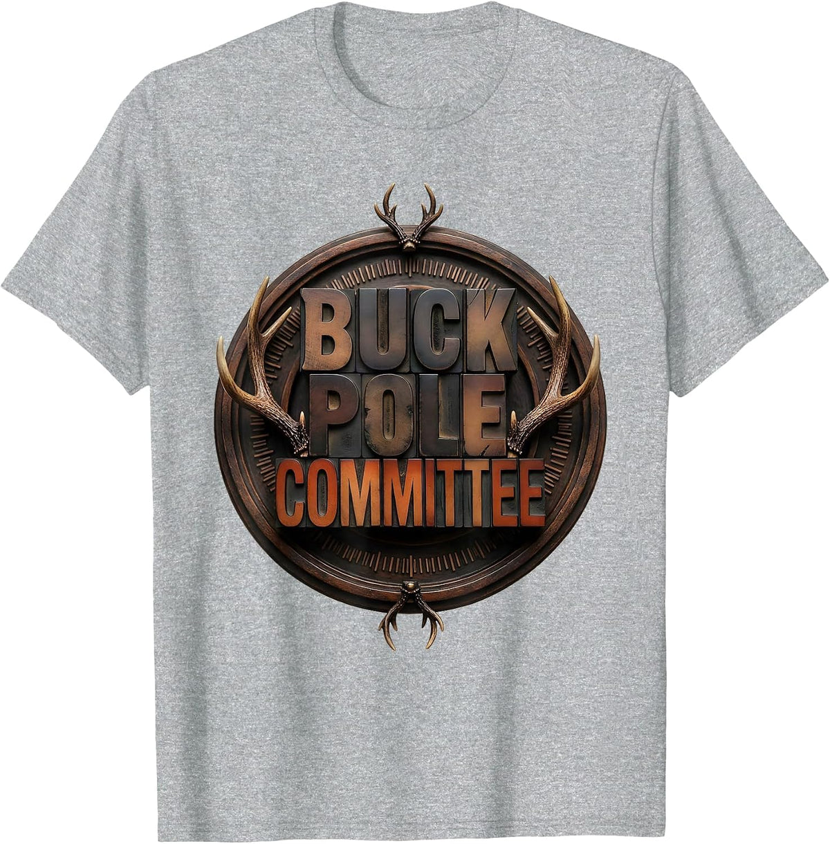 Men's BUCK POLE COMMITTEE Funny Deer Hunting Camo Hunter Dad Gift T-Shirt - Heather Grey
