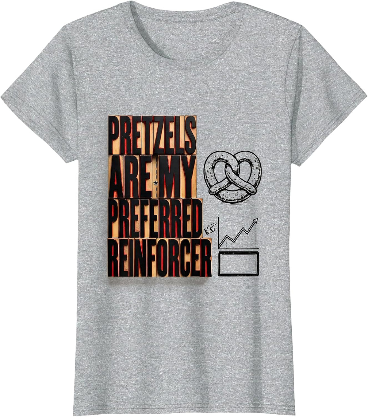 Women's Pretzels Are My Preferred Reinforcer Retro ABA RBT Therapist T-Shirt - Heather Grey