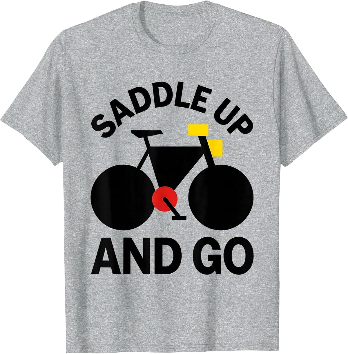 Men's Saddle Up and Go Cycling Bike Rider Design T-Shirt - Heather Grey