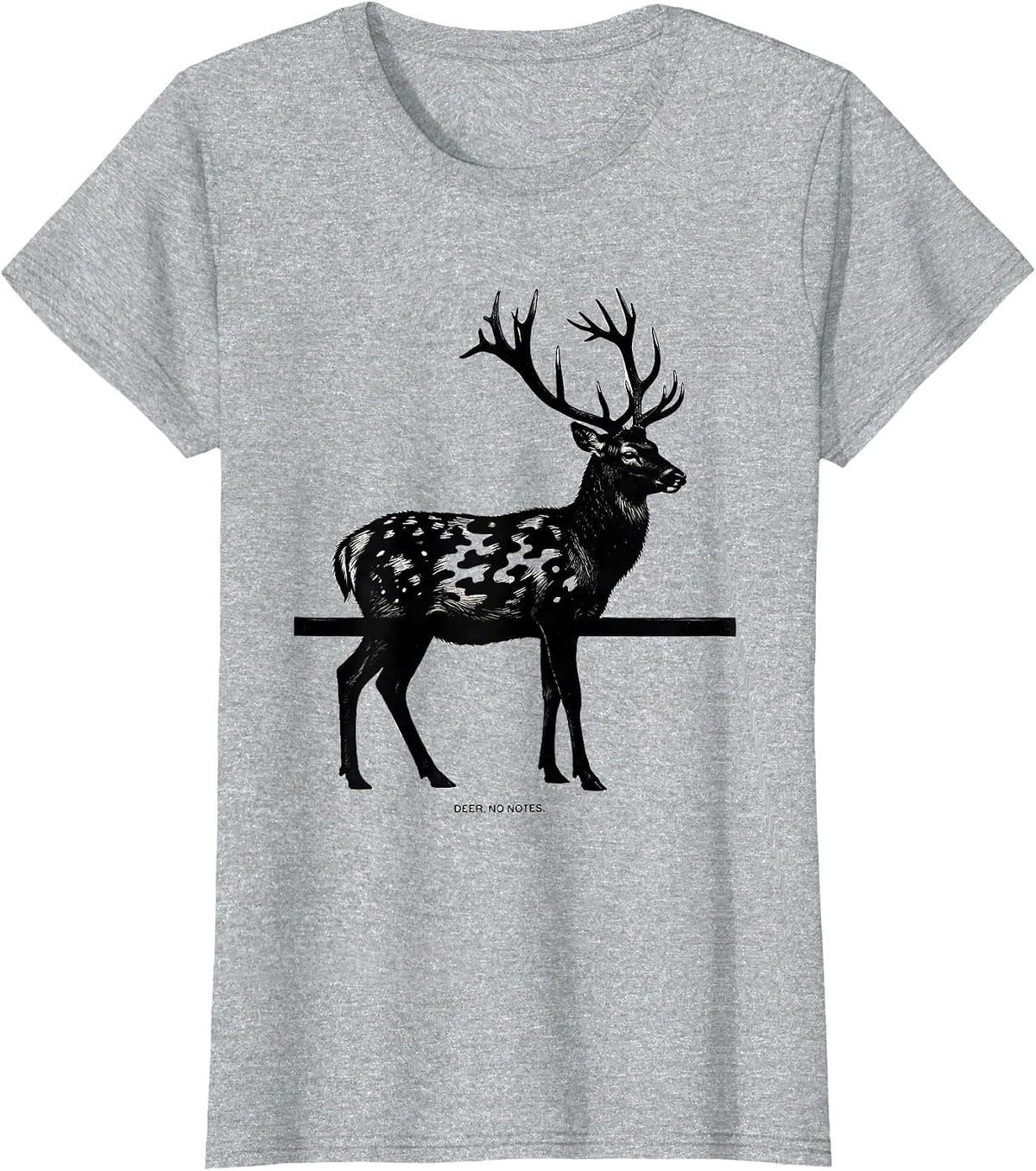 Women's Deer No Notes Scratchboard Camo Deer Hunting Gift T-Shirt - Heather Grey
