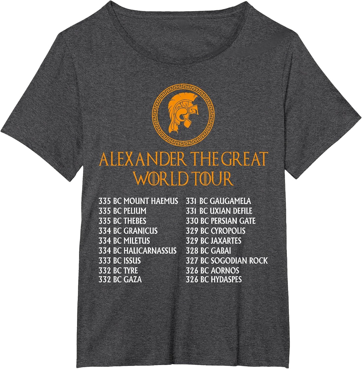 Ancient Greek History, Alexander The Great World Tour T-Shirt - Dark Heather Grey