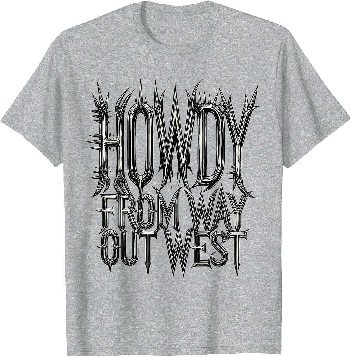 Men's Howdy From Way Out West Western Design T-Shirt - Heather Grey