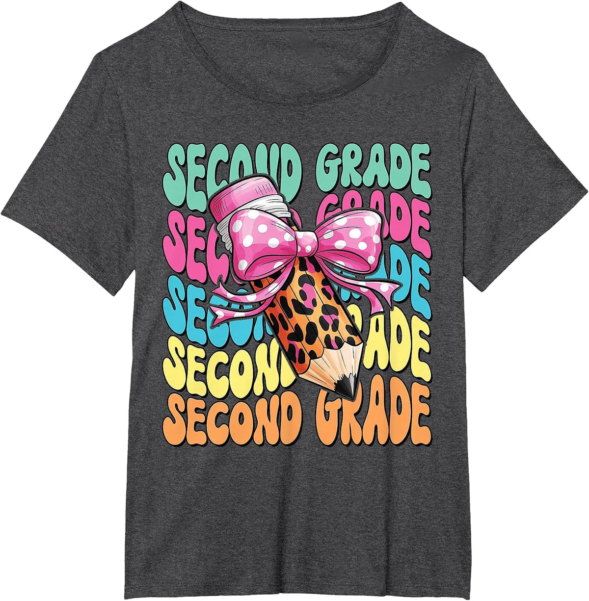 Groovy 2nd Grade Girls Teacher Second Grade Back to School T-Shirt - Dark Heather Grey