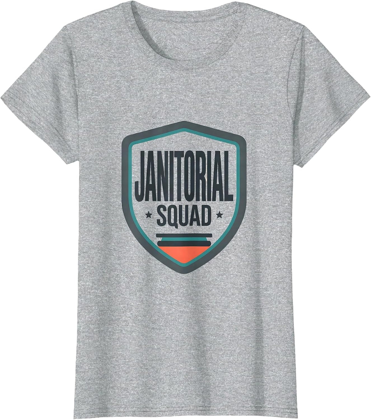 Women's Janitorial Squad Flat Vector Shield Janitor Appreciation T-Shirt - Heather Grey