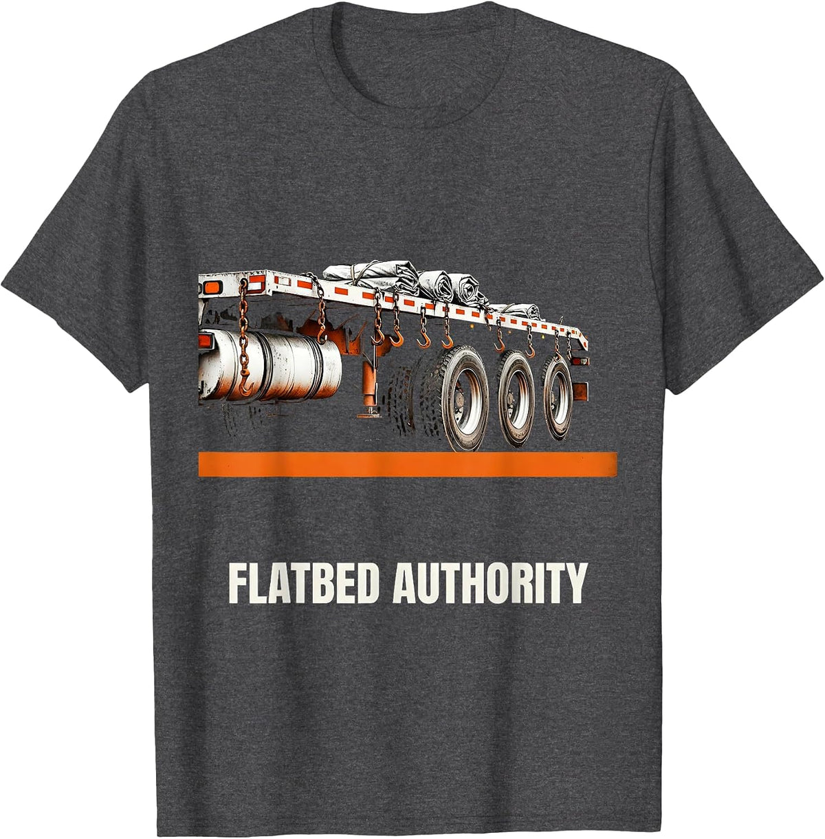 Men's Flatbed Authority Brutalist Graphic Truck Driver Humor T-Shirt - Dark Heather Grey