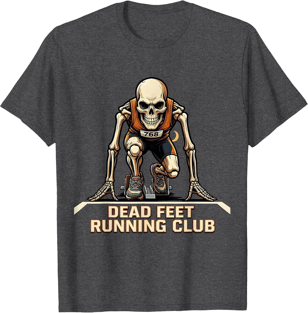 Dead Feet Running Club Funny Halloween Runner Costume T-Shirt - Dark Heather Grey