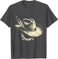 Men's Cowgirl Hat Feather and Horseshoe Graphic T-Shirt - Dark Heather Grey