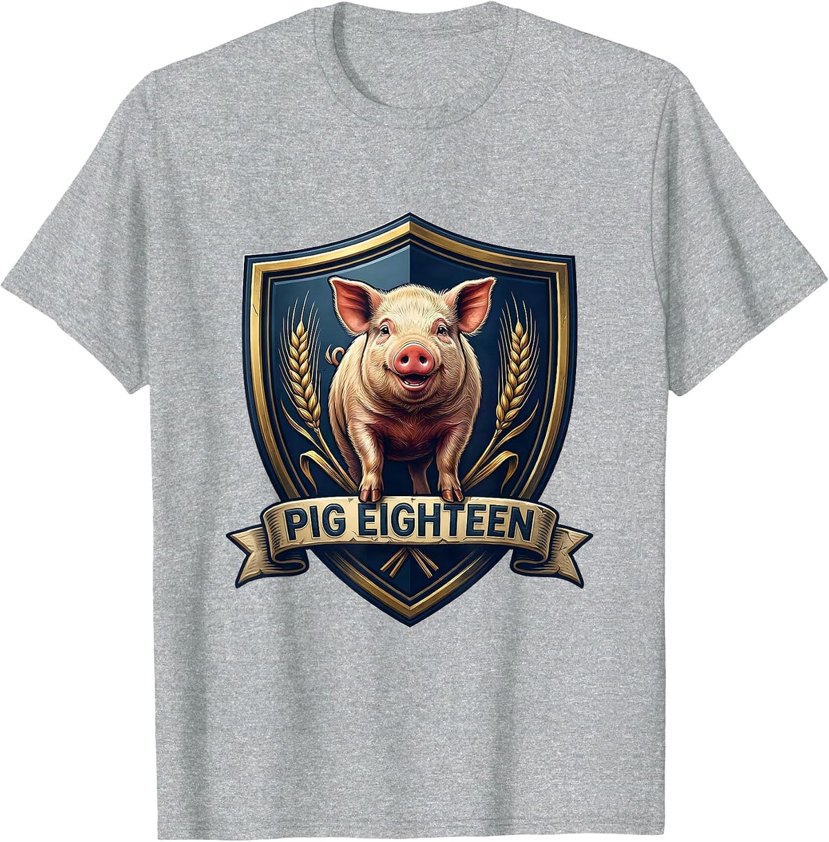 Men's Pig Eighteen Cute Pig Lover Family Matching Outfit T-Shirt - Heather Grey